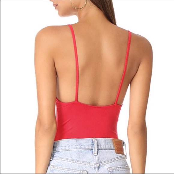 NWT Free People Bodysuit Gia Red Embroidered Top - Picture 6 of 7